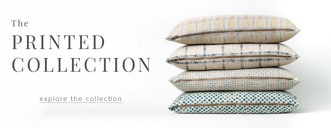 Stacked printed bolsters printed collection banner
